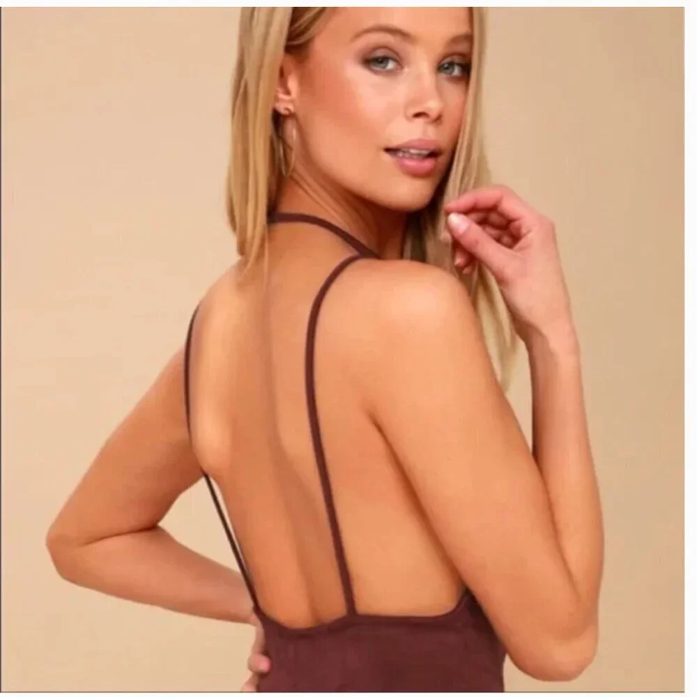 Intimately Free People Running Free Faux Suede Dress in Burgundy Size Small